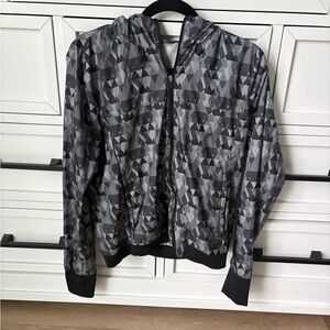adidas Black and Gray Geometric Windbreaker
